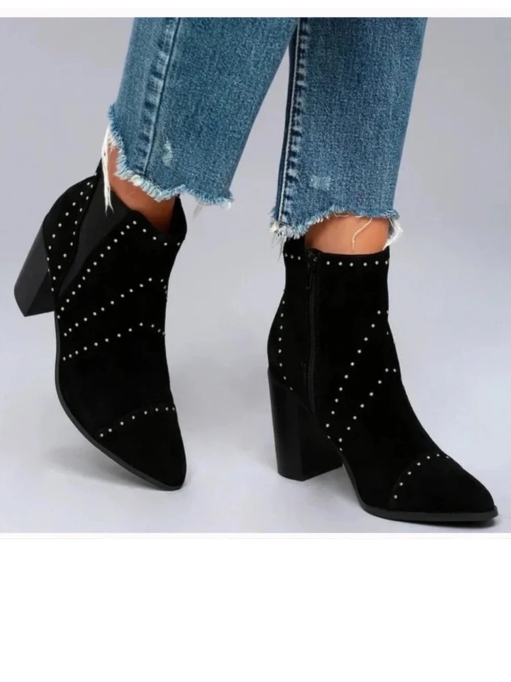 Kensie black suede ankle boots with silver stud detail Size 7.5